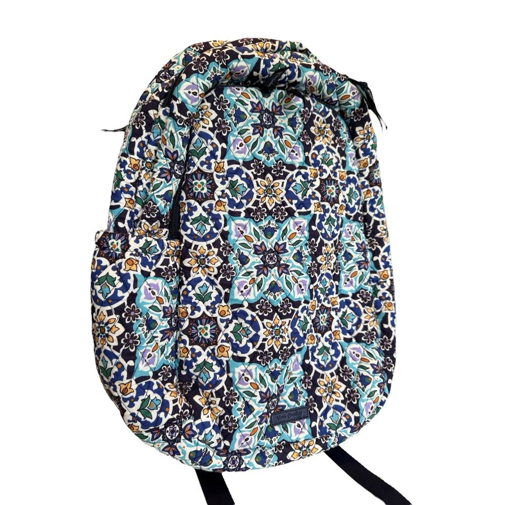 Vera Bradley Large Travel Backpack Lisbon Medallion Cool NWOT Vacation Coastal - Picture 2 of 9